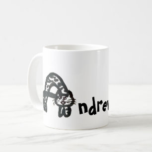 Mug - Nom avec lettre initiale de chat A