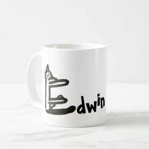 Mug - Nom avec lettre initiale de chat E