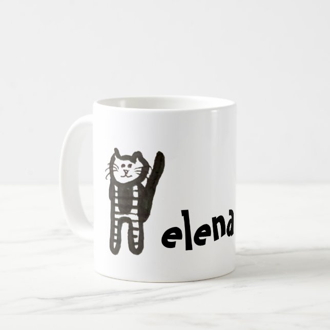 Mug - Nom avec lettre initiale de chat H (Devant gauche)