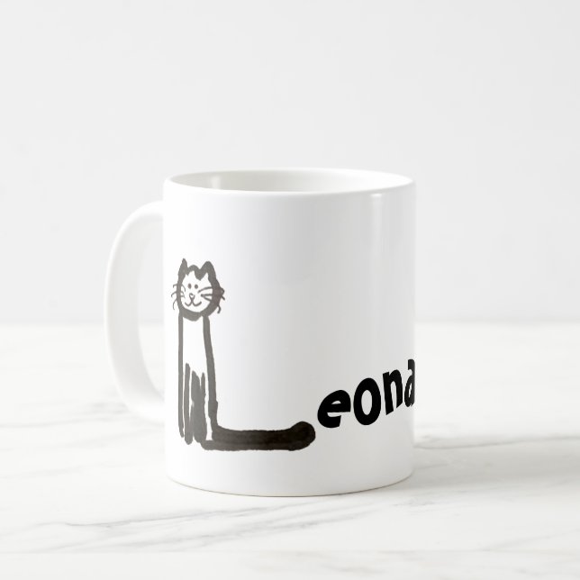 Mug - Nom avec lettre initiale de chat L (Devant gauche)