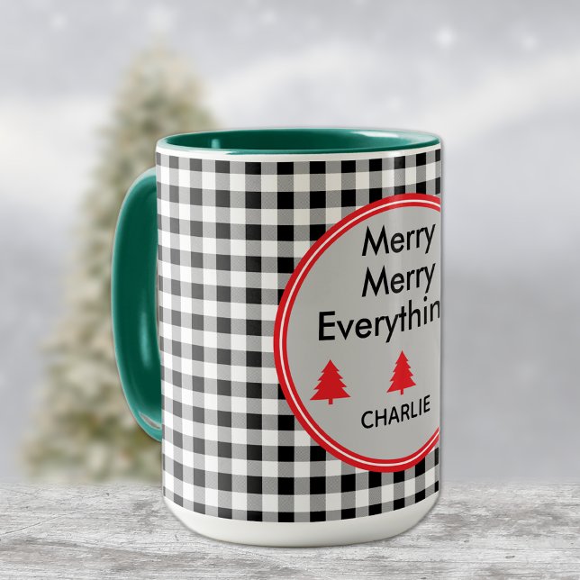 Mug Nom, Black & White Buffalo Check 15oz. Combo (Créateur téléchargé)