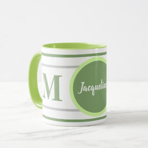 Mug Nom blanc vert monogramme