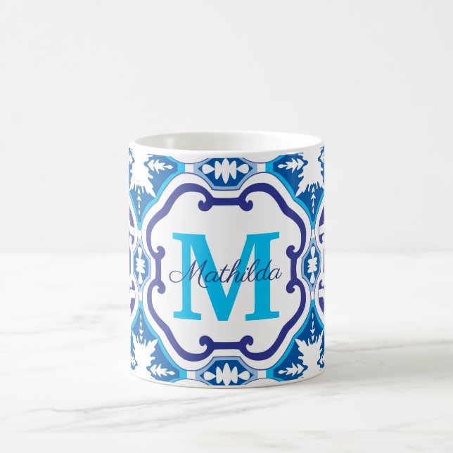Mug 💙 Nom + bleu initial Azulejos 004   (Centre)