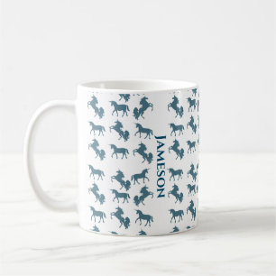 Mug Nom bleu mou Monogram Unicorn Motif