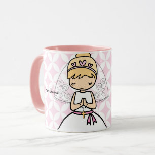 Mug Nom blond de fille de première sainte communion