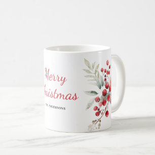 Mug Nom botanique floral du Berry rouge de Noël