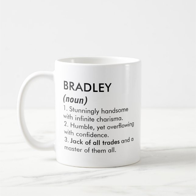 Mug Nom Bradley, Nom modifiable, Nom personnalisé (Gauche)
