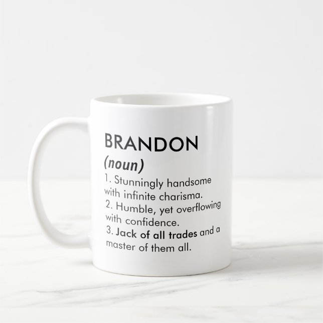 Mug Nom Brandon, nom modifiable, nom personnalisé (Gauche)