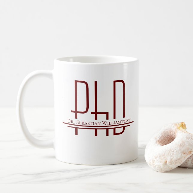 Mug Nom Burgundy Doctorat Graduation (Avec donut)