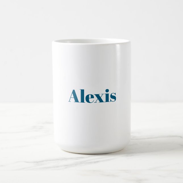 Mug Nom Calligraphie Script Plain Simple Blanc Bleu (Centre)