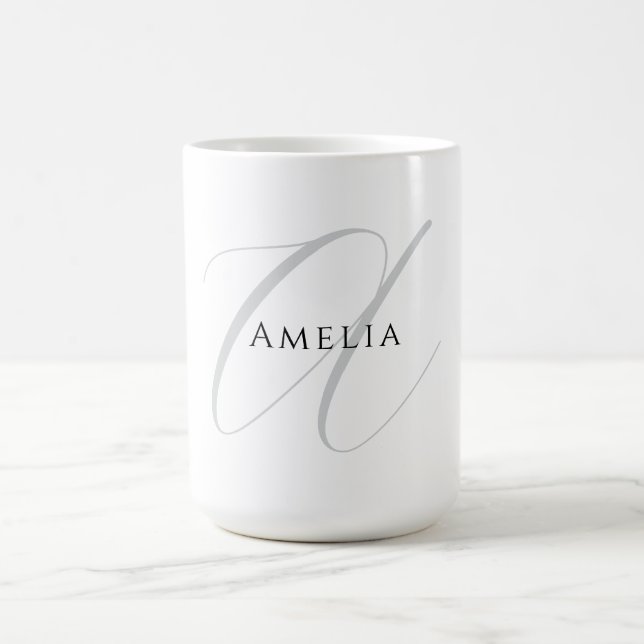 Mug Nom chic monogramme lettre initiale calligraphie  (Centre)