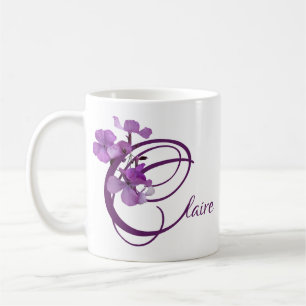 Mug Nom Claire personnalisable joli mignon fleuri viol