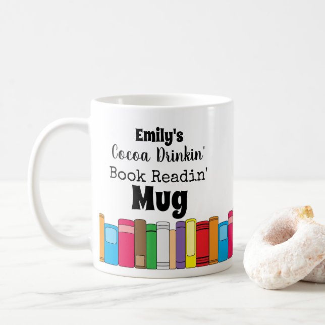 Mug Nom Cocacao Boire, Lecture du livre (Avec donut)