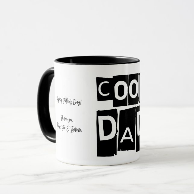 Mug Nom Cool moderne noir et blanc père (Devant gauche)