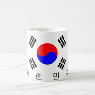 Mug nom coréen des textes de pays de drapeau de la