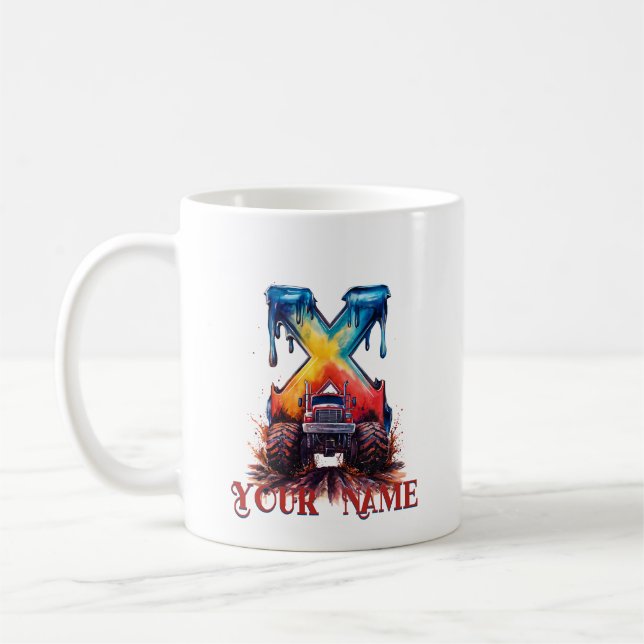 Mug Nom customisé 'X' Boue Splatter Camion Monstrous (Gauche)