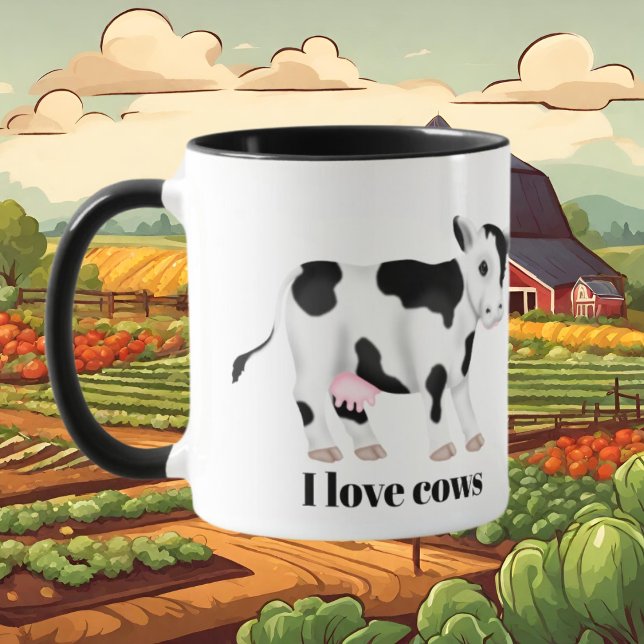 Mug Nom d'ajout de l'amant de vache mignonne (Créateur téléchargé)