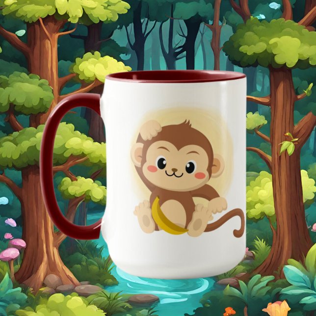 Mug nom d'ajout de singe monogramme (Créateur téléchargé)