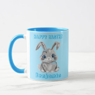 Mug Nom d'Aqua Bunny de Pâques gris
