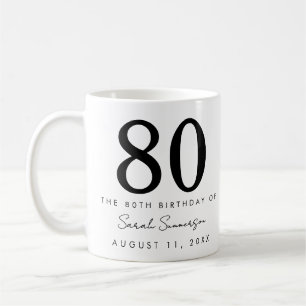 Mug Nom Date Fête d'anniversaire 80 ans