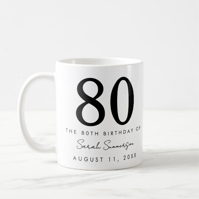 Mug Nom Date Fête d'anniversaire 80 ans (Gauche)