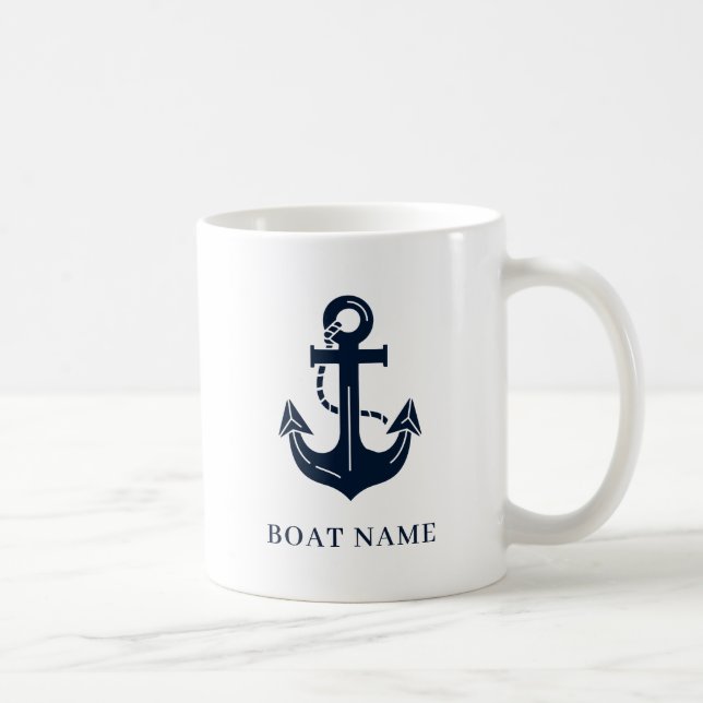 Mug Nom de bateau ancre nautique (Droite)