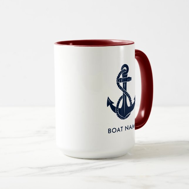 Mug Nom de bateau d'ancre nautique personnalisé (Devant droit)