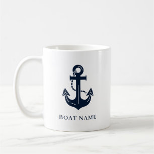 Mug Nom de bateau nautique personnalisé Ancre