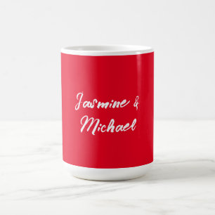 Mug Nom de calligraphie rouge blanc minimaliste modern