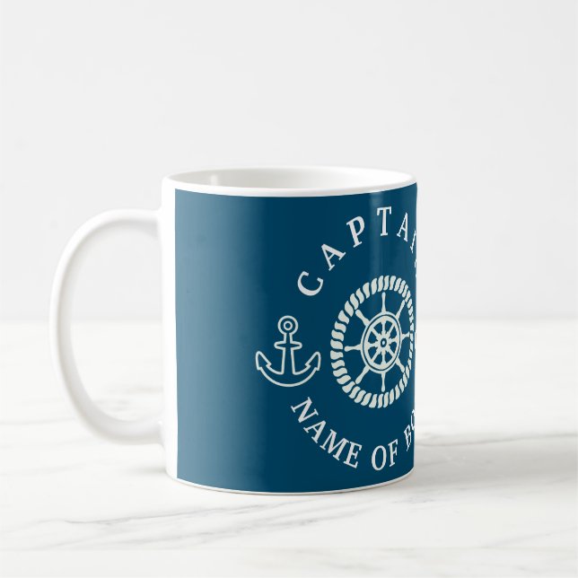 Mug Nom de capitaine/bateau nautique personnalisé modi (Gauche)