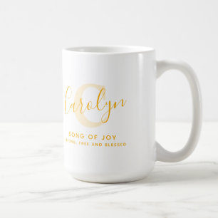 Mug Nom de carolyne signifiant monogramme C texte jaun
