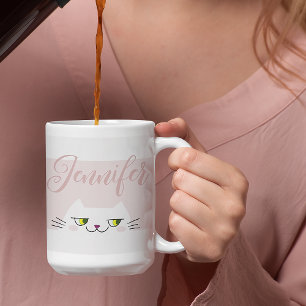 Mug Nom de chat rose poudré blanc