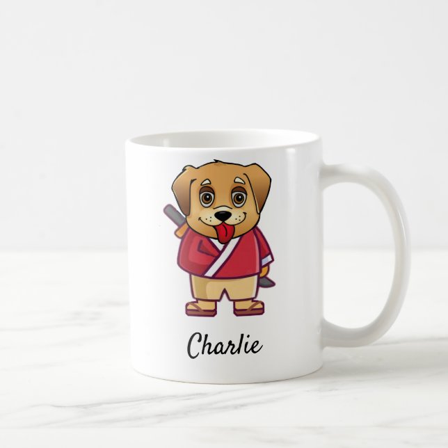 Mug Nom de chien personnalisé | Cute Samurai (Droite)