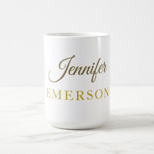 Mug Nom de couleur or professionnel minimaliste modern