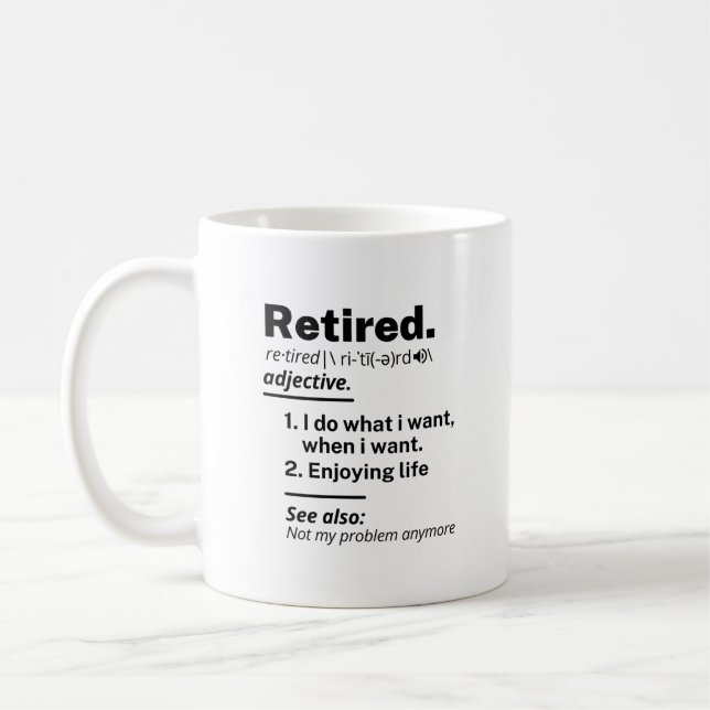 Mug Nom de définition à la retraite, Drôle cadeau de s (Gauche)