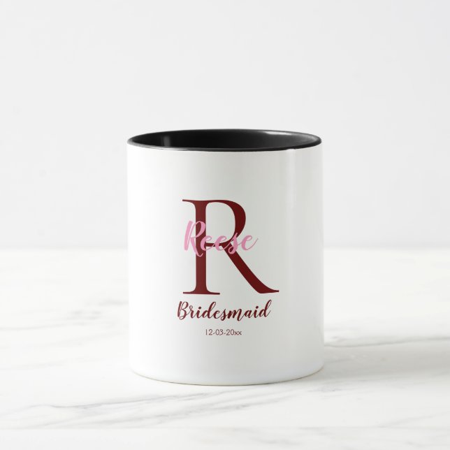 Mug nom de demoiselle d'honneur monogramme simple pers (Centre)