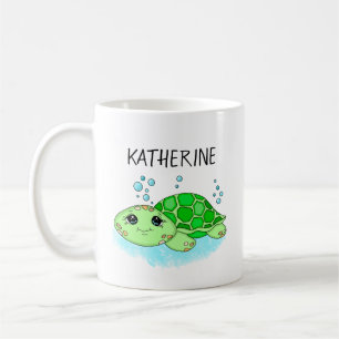 Mug Nom de dessin personnalisé de la tortue mûre