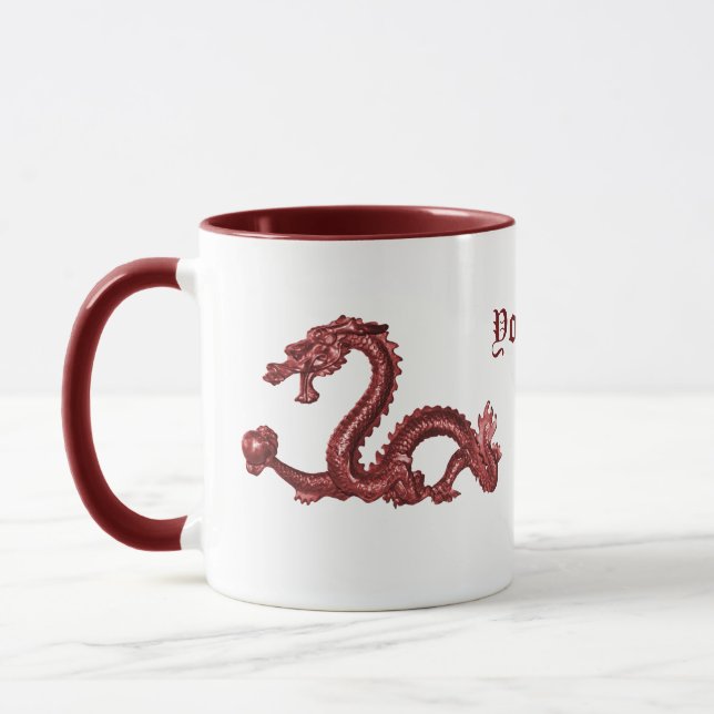 Mug Nom de dragon chinois personnalisé Design de fanta (Gauche)
