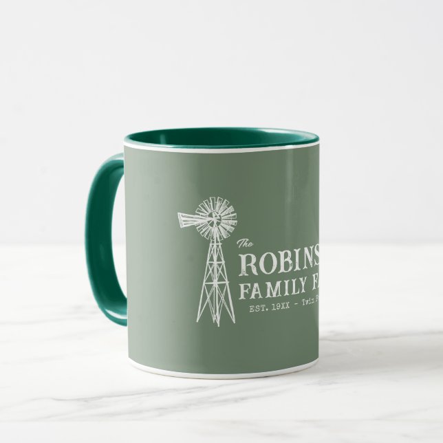 Mug Nom de famille Agritourisme Rustique Windmill Sage (Devant gauche)