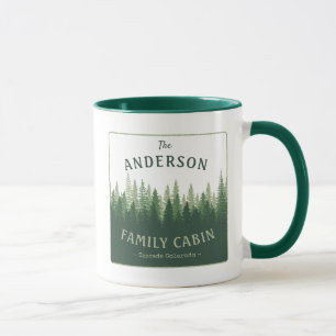 Mug Nom de famille Cabine Emplacement Pine Tree Forest