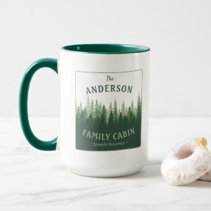 Mug Nom de famille Cabine Emplacement Pine Tree Forest