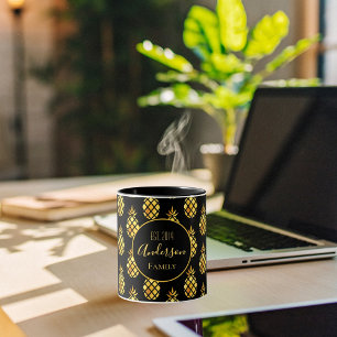 Mug Nom de famille des ananas en or noir