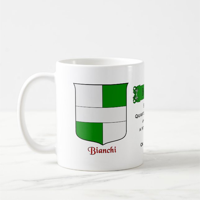 Mug Nom de famille italien Bouclier héraldique Bianchi (Gauche)
