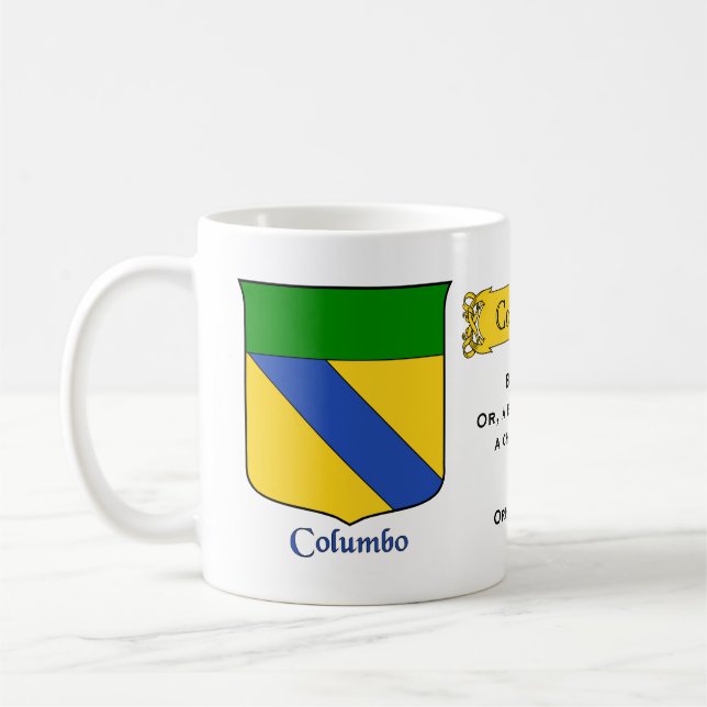 Mug Nom de famille italien Columbo Bouclier héraldique (Gauche)