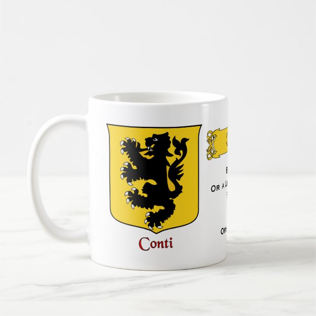 Mug Nom de famille italien Conti Heraldic Shield et Bl (Gauche)