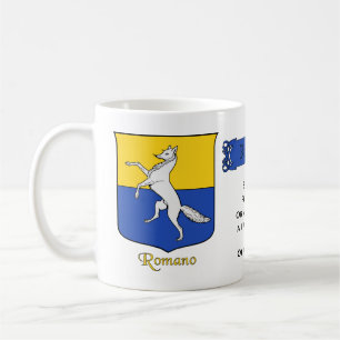 Mug Nom de famille italien Romano Heraldic Shield et B
