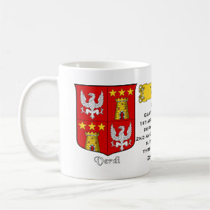 Mug Nom de famille italien Verdi Bouclier héraldique e