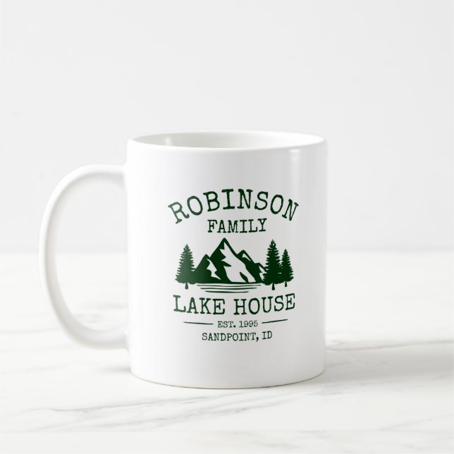 Mug Nom de famille Lake House Forest Green Trees (Gauche)