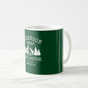 Mug Nom de famille Lake House Trees Forest Green