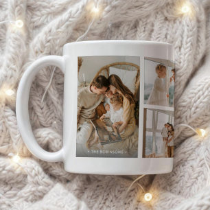 Mug Nom de famille moderne Collage de 6 photos personn